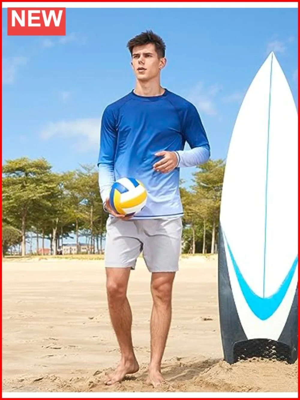 UPF 50+ Long Sleeve Rash Guard Quick Dry Swim Shirt Men Stretchy